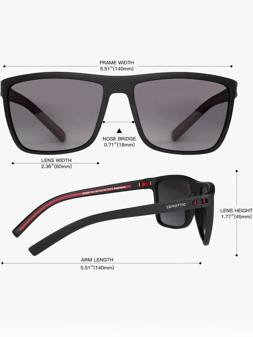 Men's Black Zenottic Polarized Sunglasses